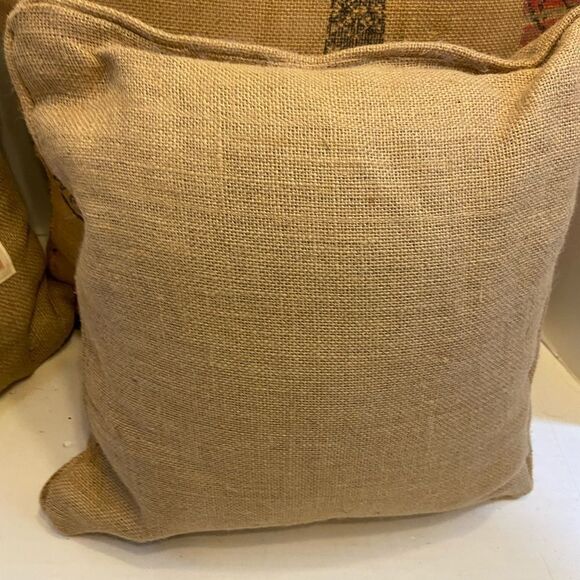 3 European print burlap pillows France England lot - Picture 4 of 5